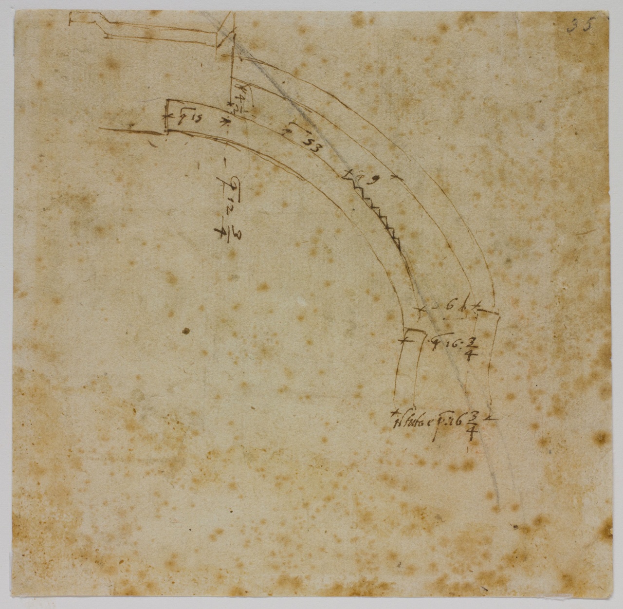 sezioni parziali dell'attico e della cupola di S. Pietro a Roma/ sezioni parziali dell'attico e della cupola di S. Pietro e del Pantheon a Roma (disegno) di Buonarroti Michelangelo (sec. XVI)