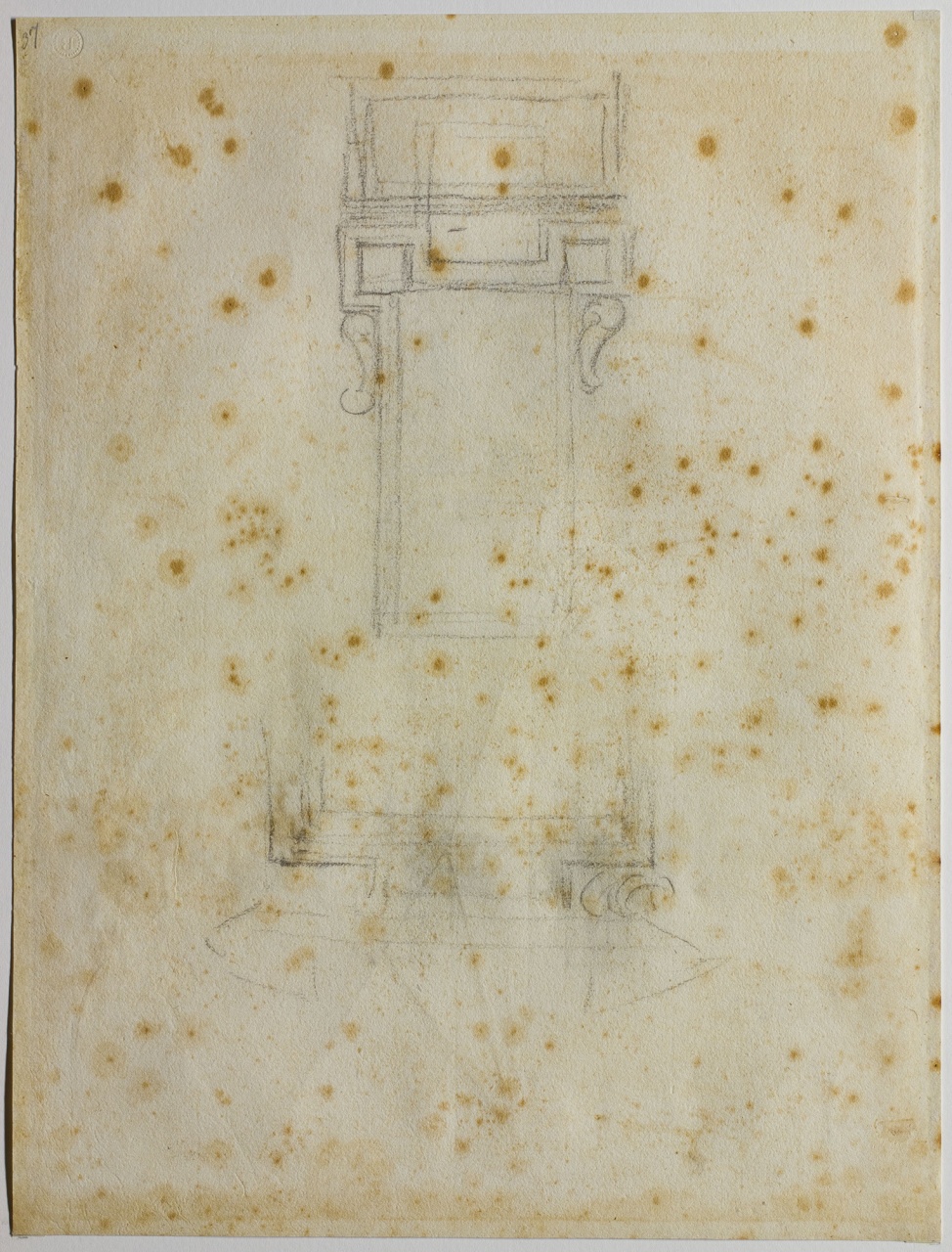 studi di finestra e porta per il ricetto della Biblioteca Laurenziana/ studio per un pilastro e una mano (disegno) di Buonarroti Michelangelo (sec. XVI)