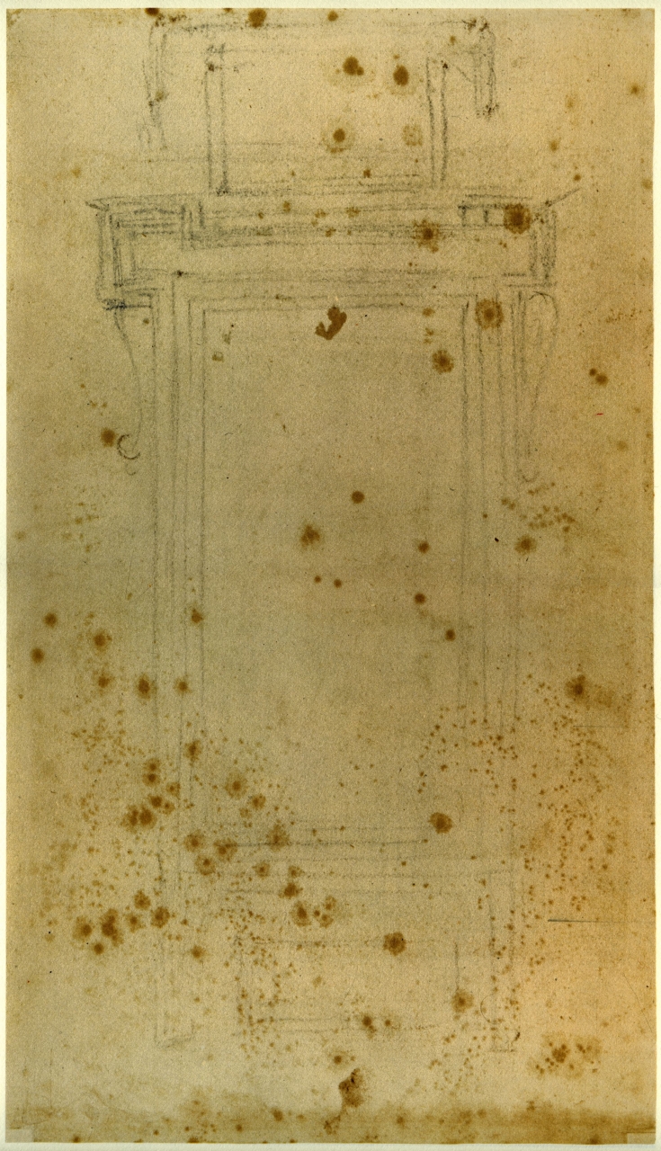 studio della finestra e del terzo livello del ricetto della Biblioteca Laurenziana (disegno) di Buonarroti Michelangelo (sec. XVI)