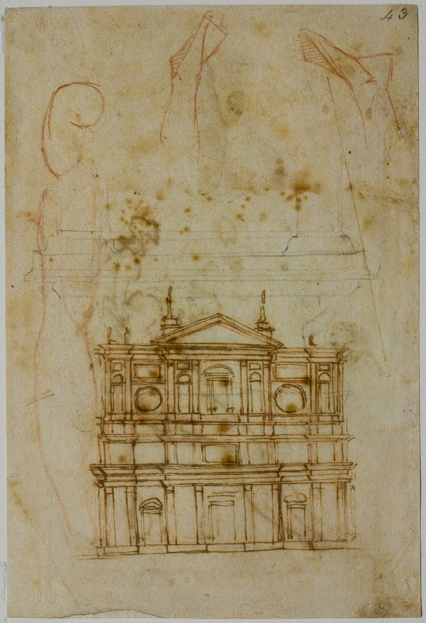 progetto per la facciata di S. Lorenzo (disegno) di Buonarroti Michelangelo (sec. XVI)