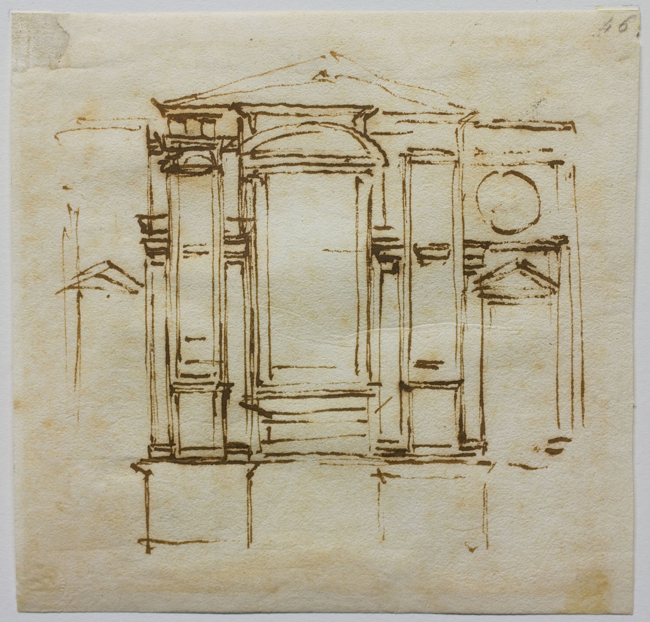 progetto per i monumenti funebri dei papi medicei nel coro di S. Lorenzo a Firenze (disegno) di Buonarroti Michelangelo (sec. XVI)