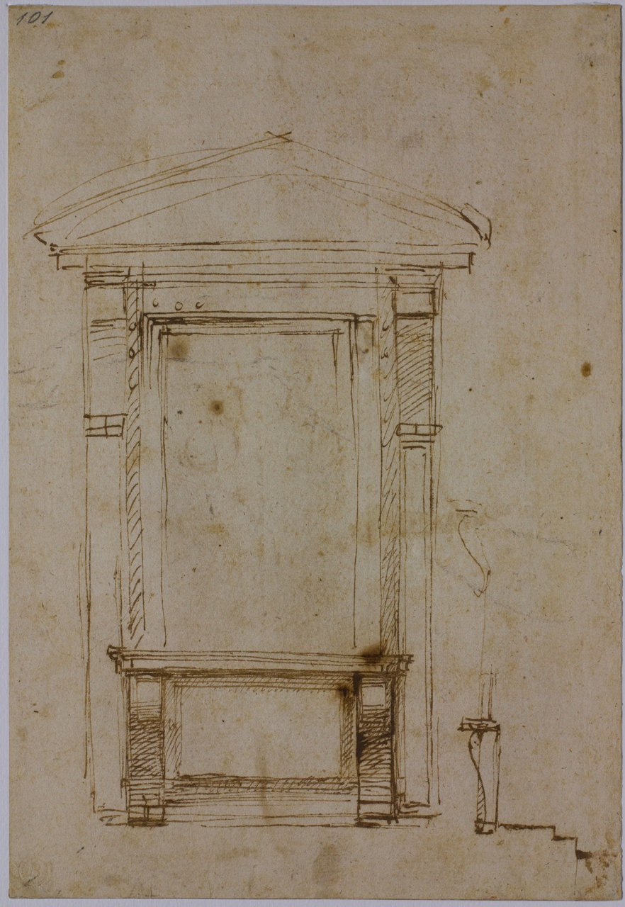 studio di finestra inginocchiata per Palazzo Medici a Firenze (disegno) di Buonarroti Michelangelo (sec. XVI)