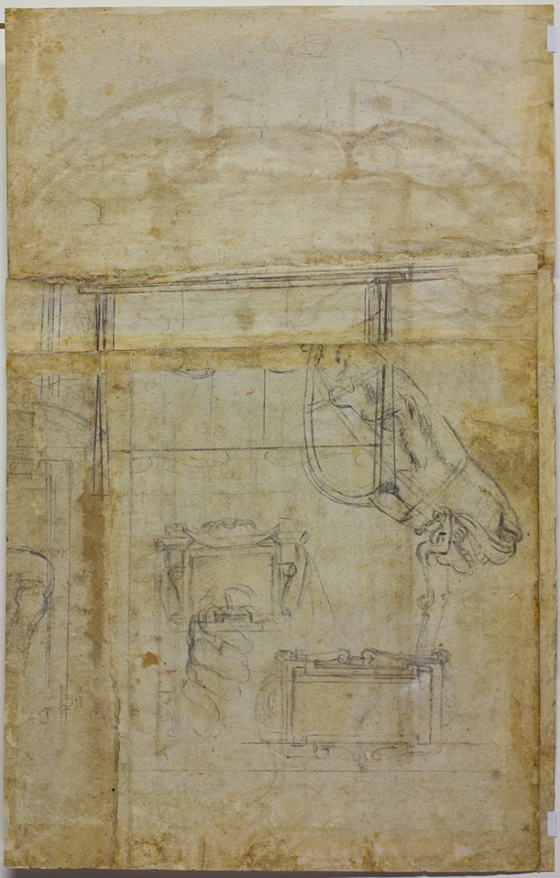 studio per Porta Pia a Roma e studi di cavallo/ Porta Pia (disegno) di Buonarroti Michelangelo (sec. XVI)
