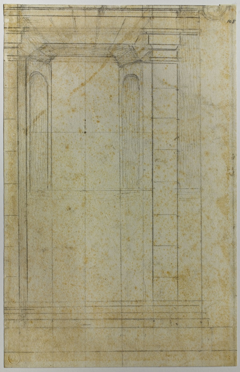 studio prospettico (disegno architettonico) di Buonarroti Michelangelo (scuola) (sec. XVI)