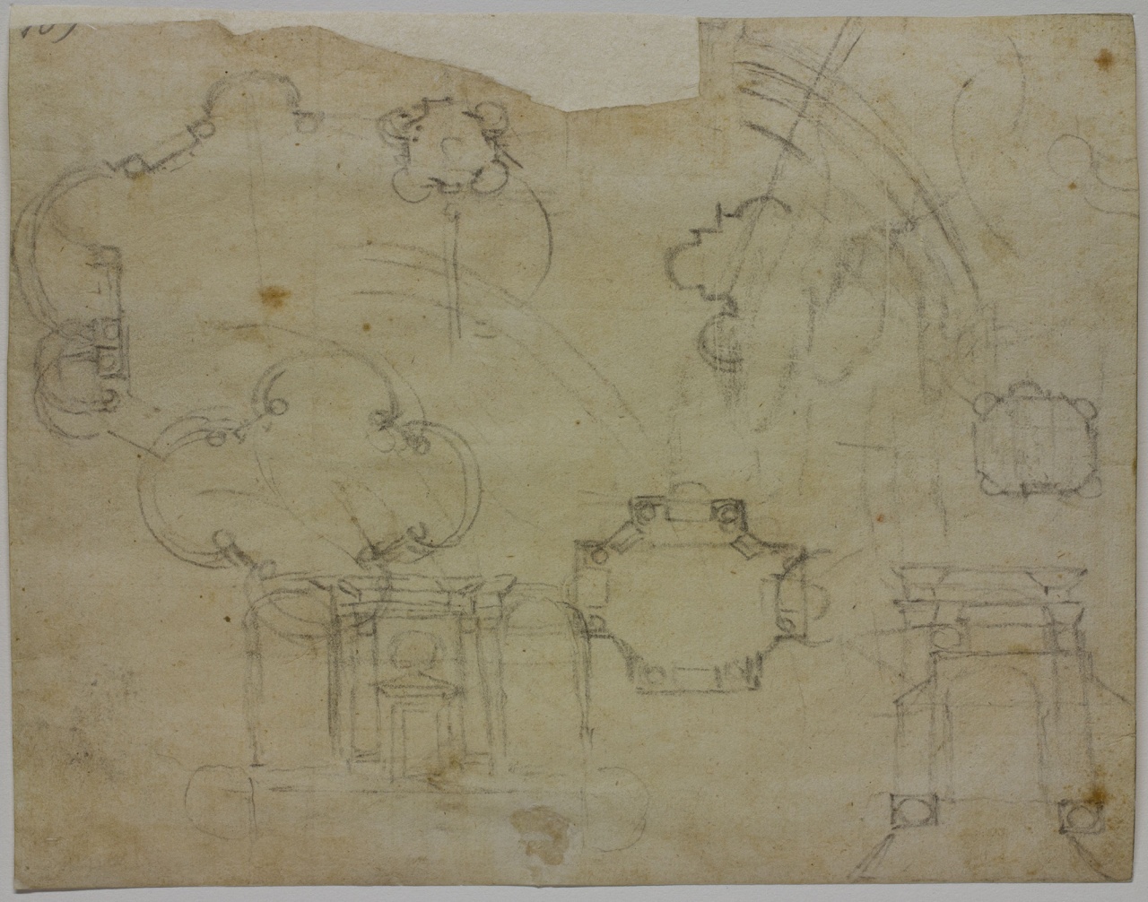 schizzi i in pianta e in alzato per la Cappella Sforza a Roma (disegno architettonico) di Buonarroti Michelangelo (sec. XVI)