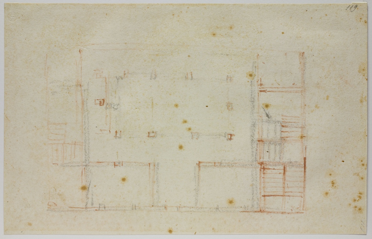 pianta di abitazione/ schizzo di un'aquila (disegno) di Buonarroti Michelangelo (sec. XVI)