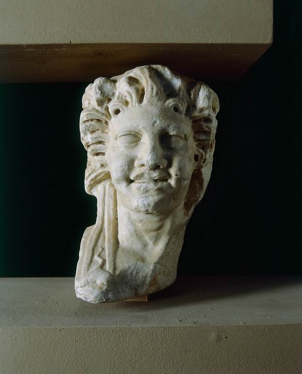 giovane satiro e vecchio sileno (erma bifronte) - età tardo antonina/età severiana (fine sec. II d.C)
