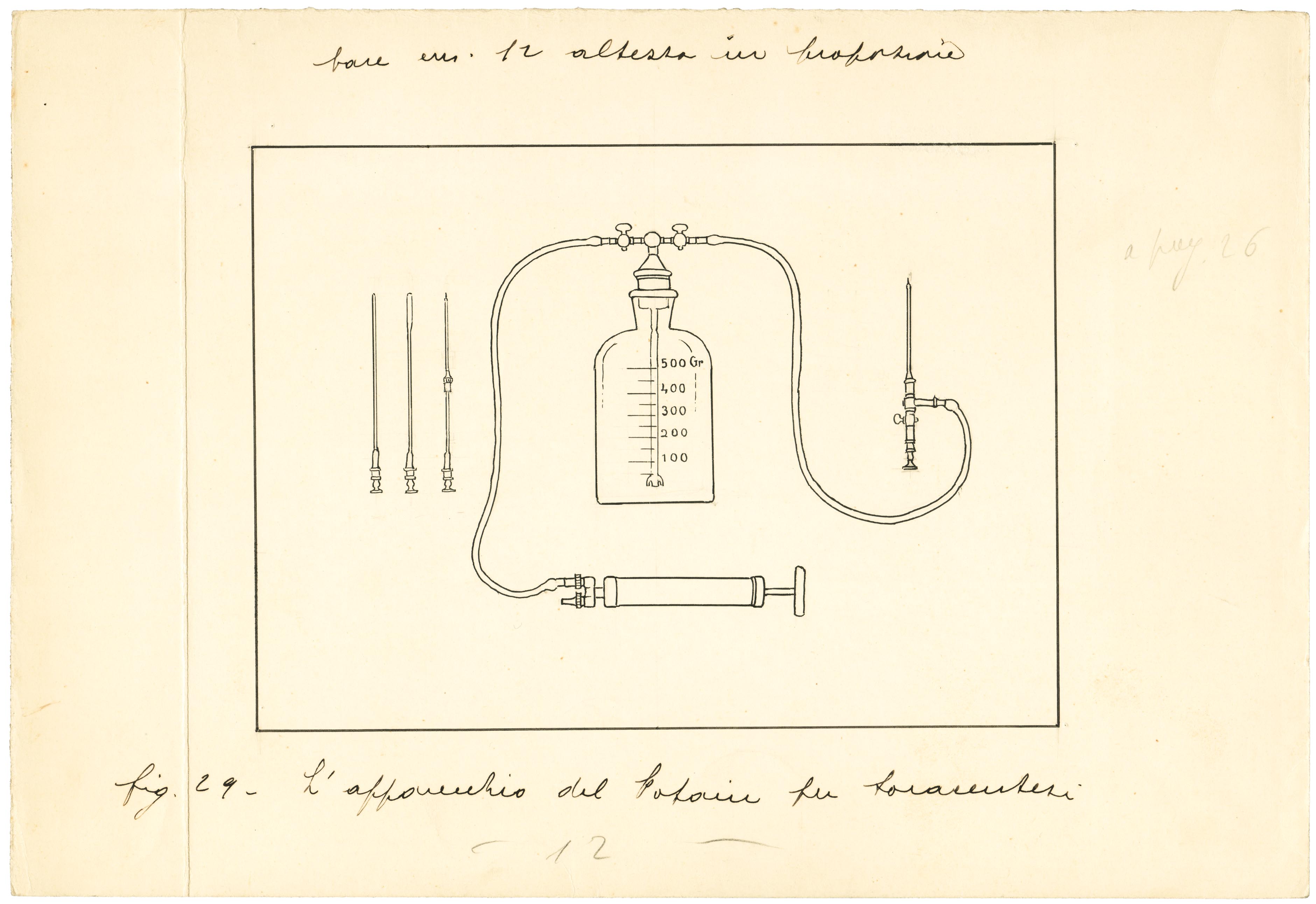 apparecchio del Potain (disegno) di Anichini Ezio (secondo quarto sec. XX)