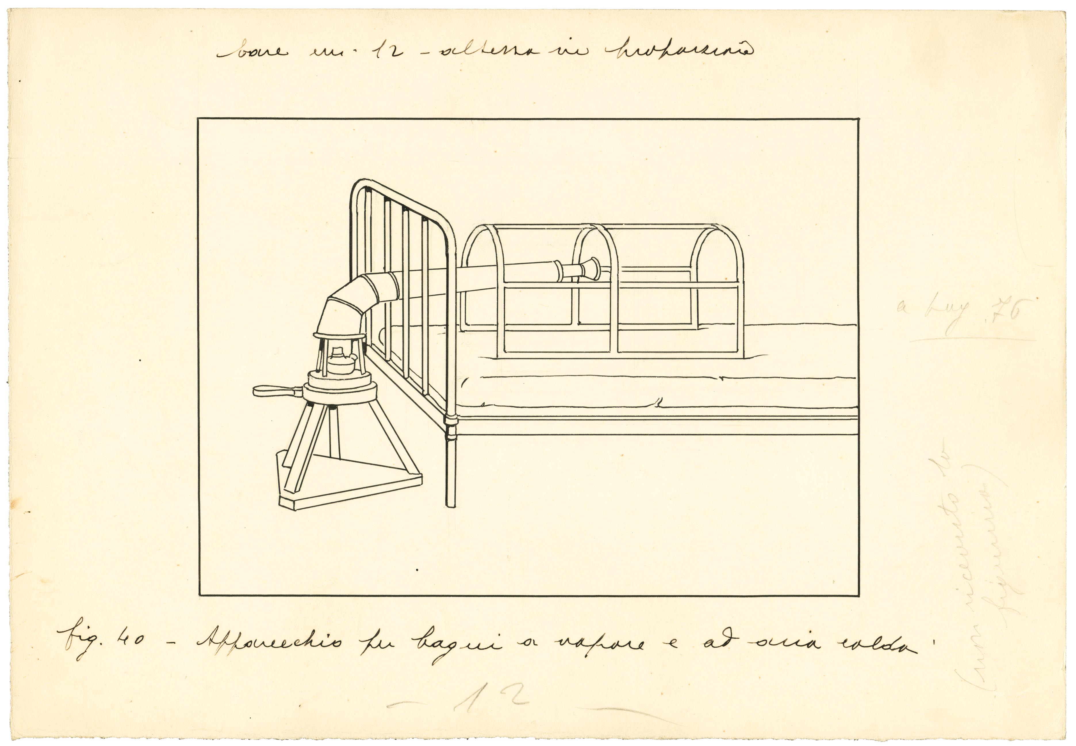 apparecchio per bagno a vapore o ad aria calda (disegno) di Anichini Ezio (secondo quarto sec. XX)