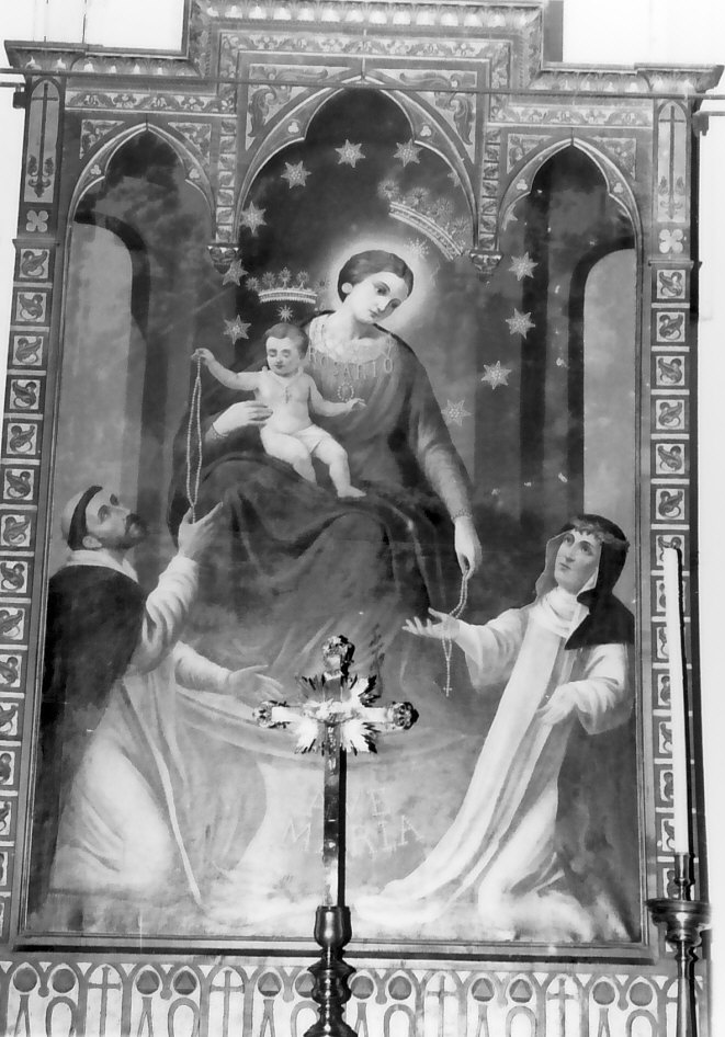 Madonna del Rosario e Santi (dipinto, opera isolata) di Ferrari Rocco (sec. XIX)