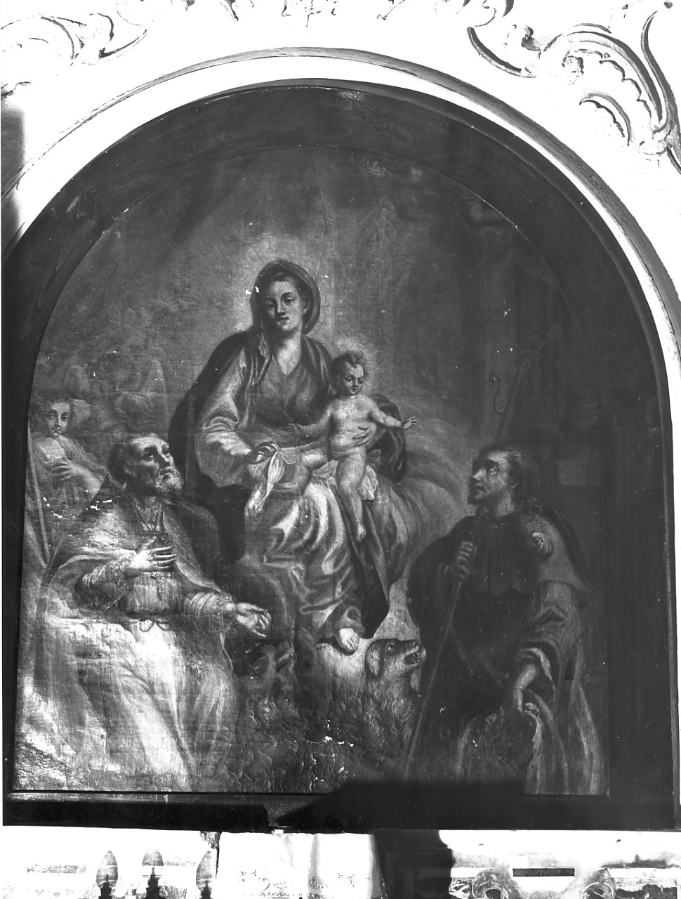 Madonna con Bambino tra San Gregorio e San Rocco (dipinto) di Galterio Genesio (seconda metà sec. XVIII)