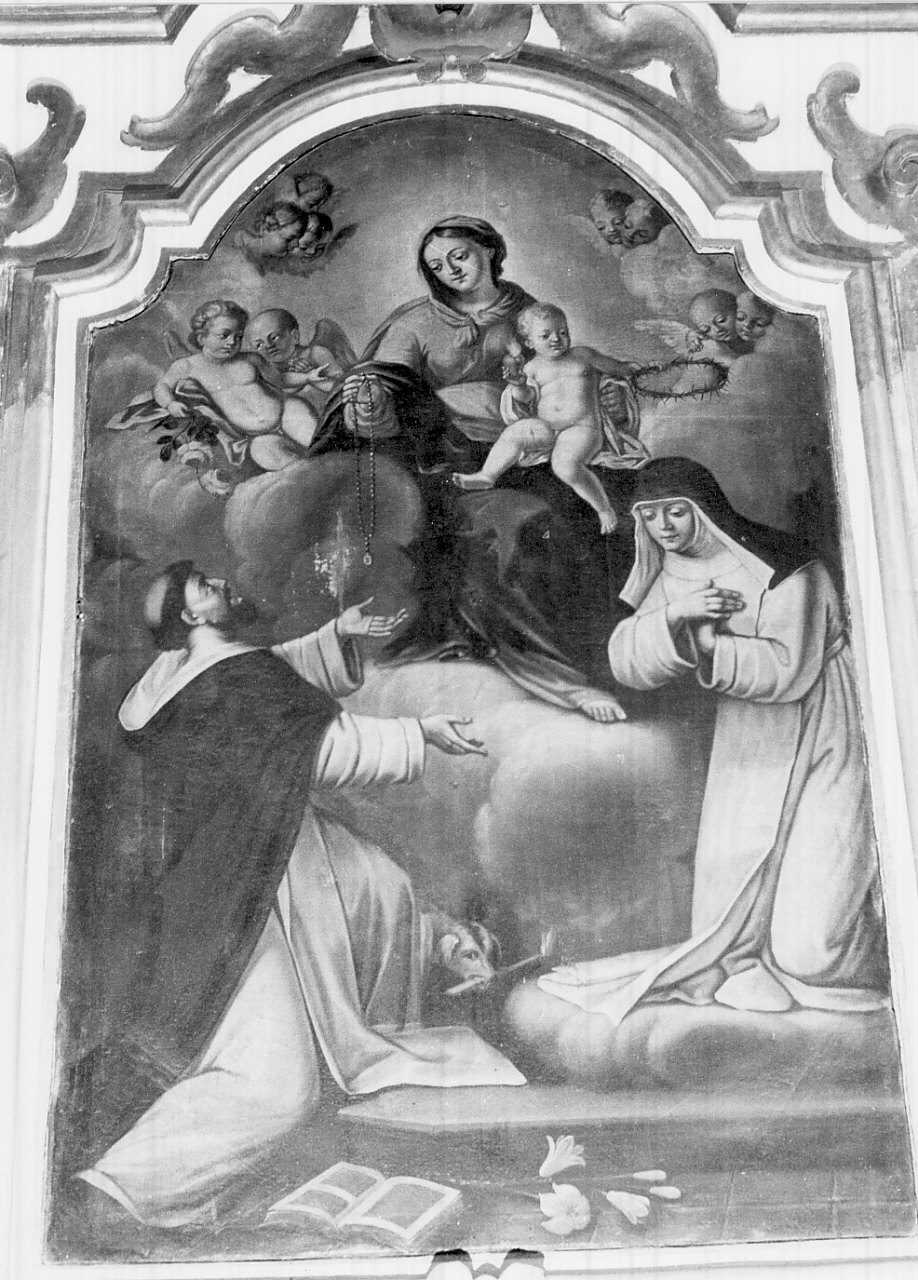 Madonna del Rosario con San Domenico e Santa Caterina da Siena (dipinto, opera isolata) di Granata Antonio (fine sec. XVIII)