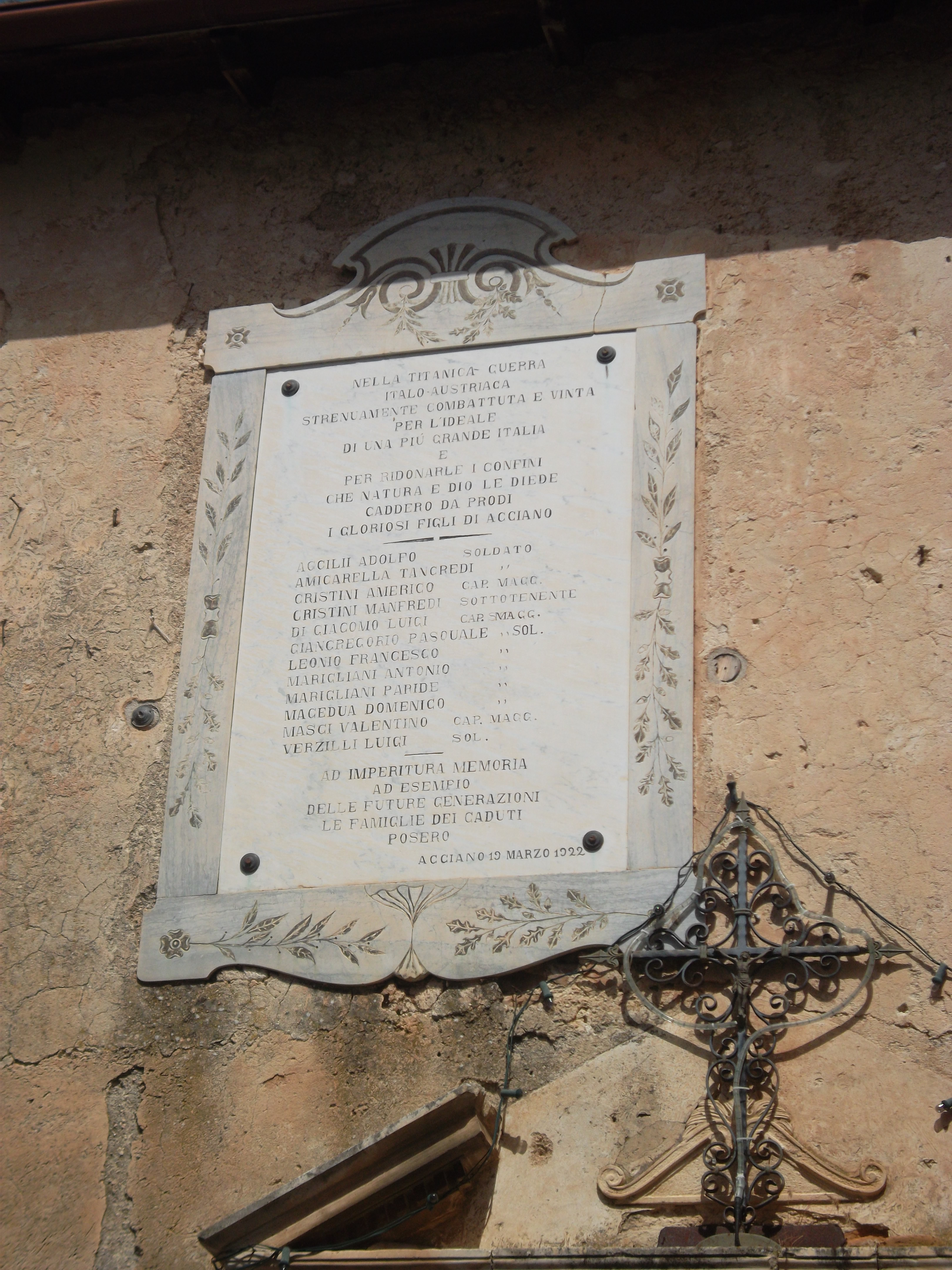 lapide commemorativa ai caduti - ambito abruzzese (primo quarto XX)