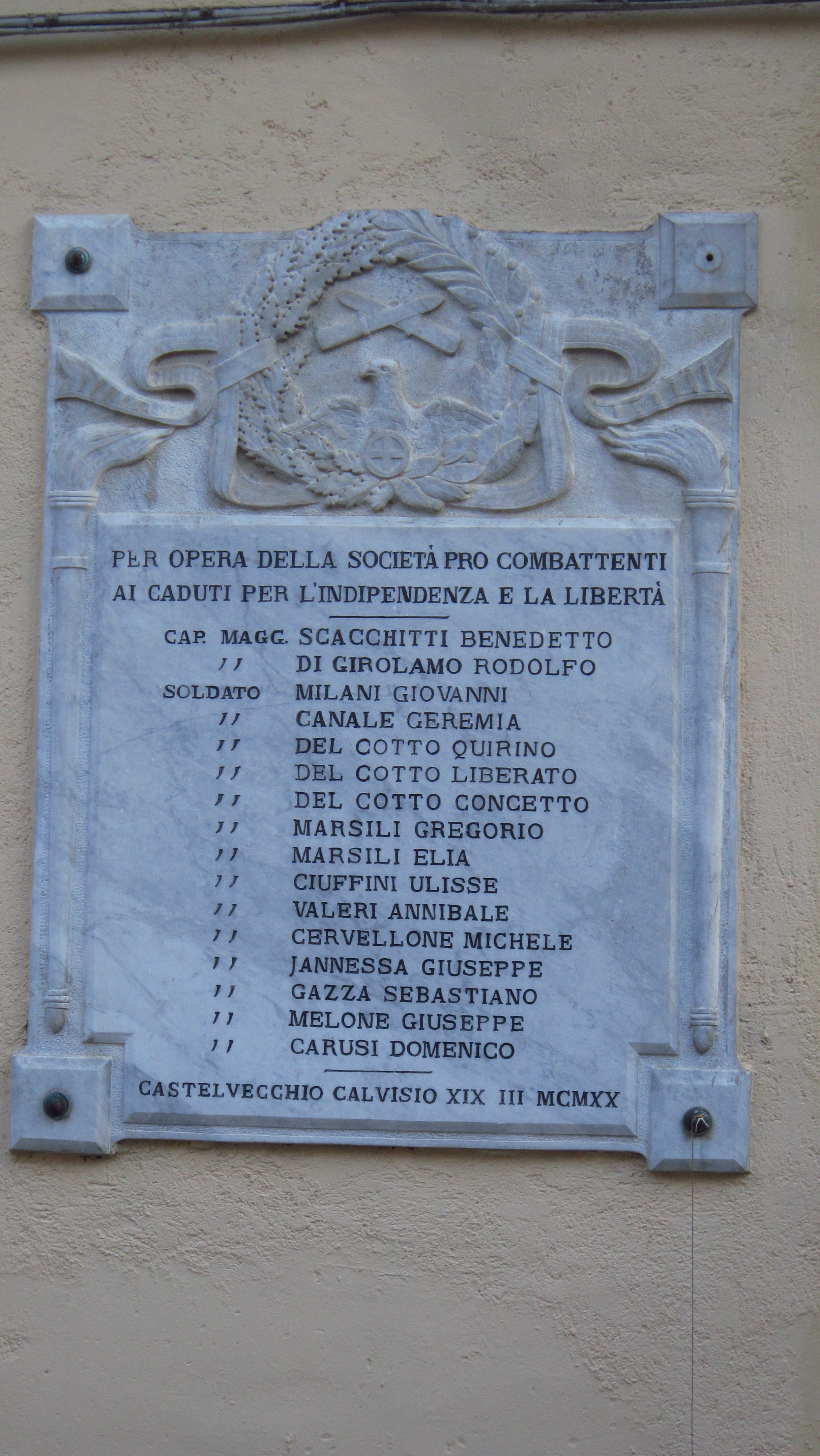 lapide commemorativa ai caduti - ambito abruzzese (XX)