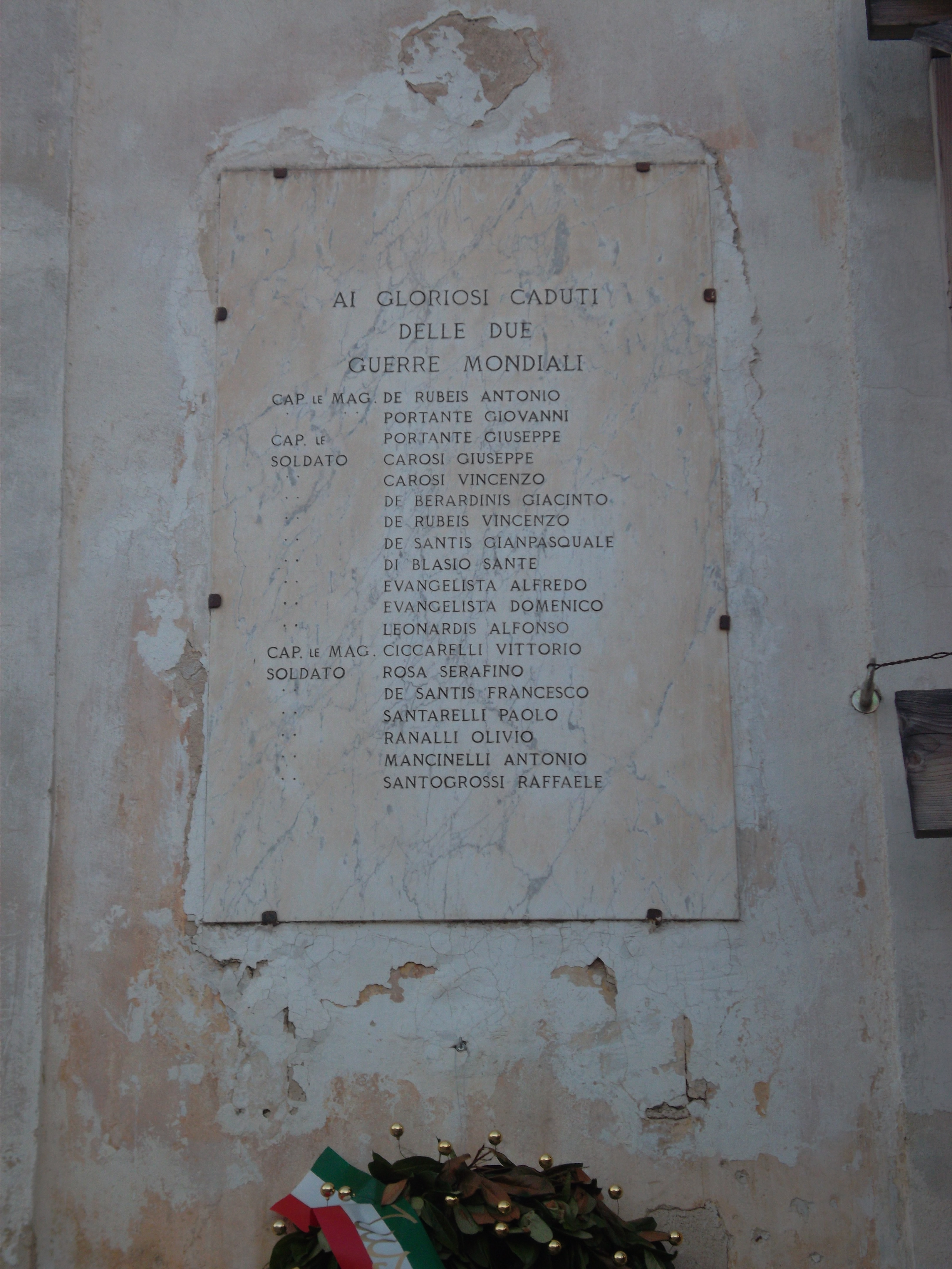 lapide commemorativa ai caduti - ambito abruzzese (XX)