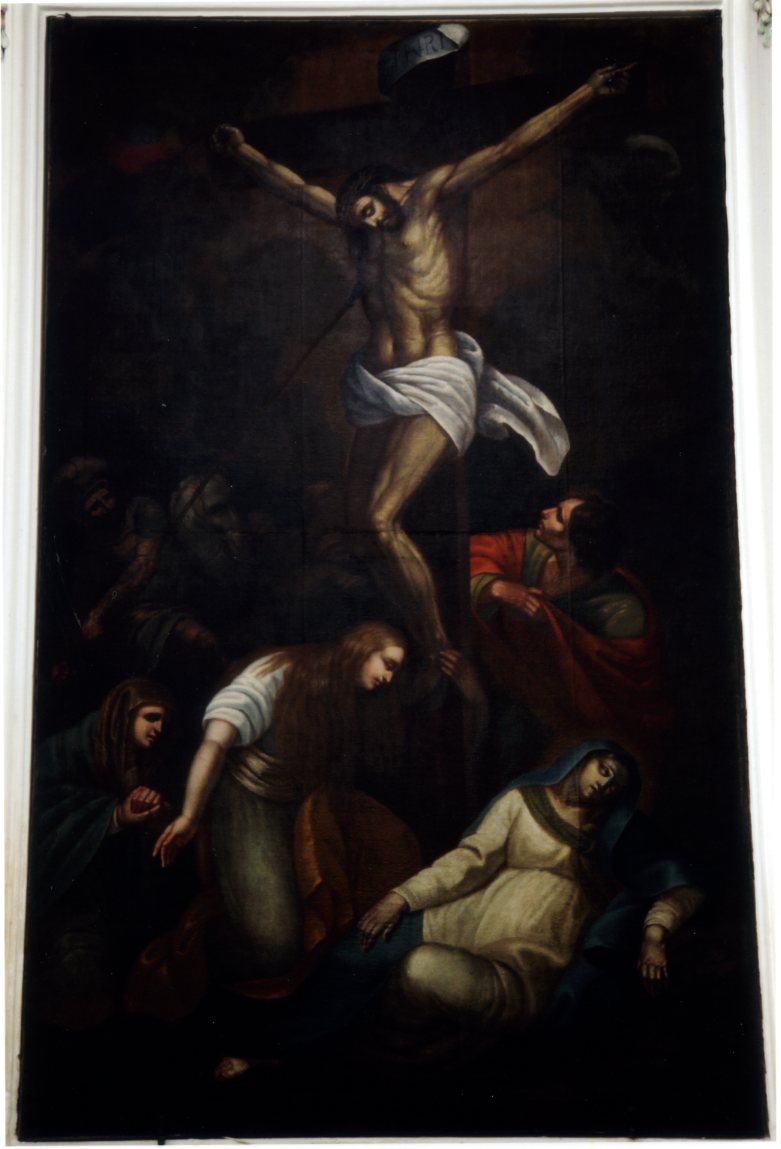 Cristo crocifisso con i dolenti e Longino (dipinto) di Donadio G (attribuito) (primo quarto sec. XIX)