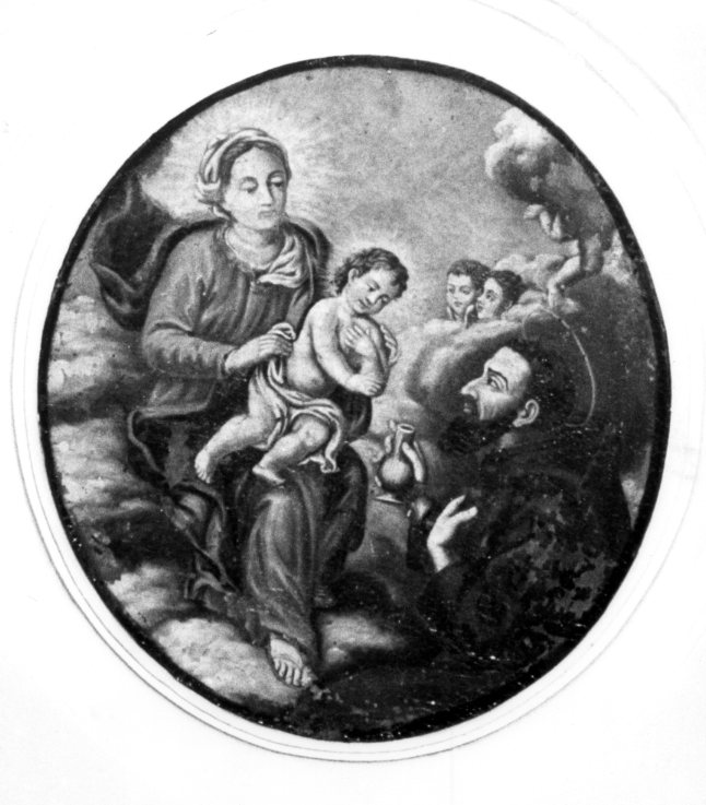 San Francesco riconsegna l’ampolla del sacro Carisma a Gesù bambino, Madonna con Bambino e San Francesco (dipinto) - ambito lucano (seconda metà sec. XVIII)