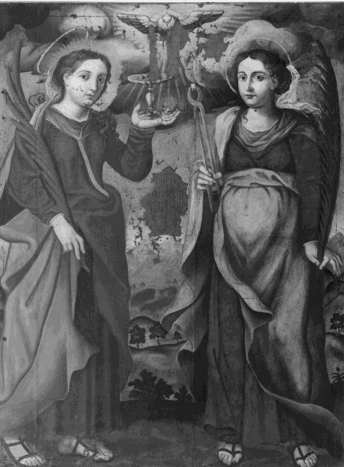 Santa Lucia e Sant'Apollonia (dipinto) di Stabile Costantino (ultimo quarto sec. XVI)