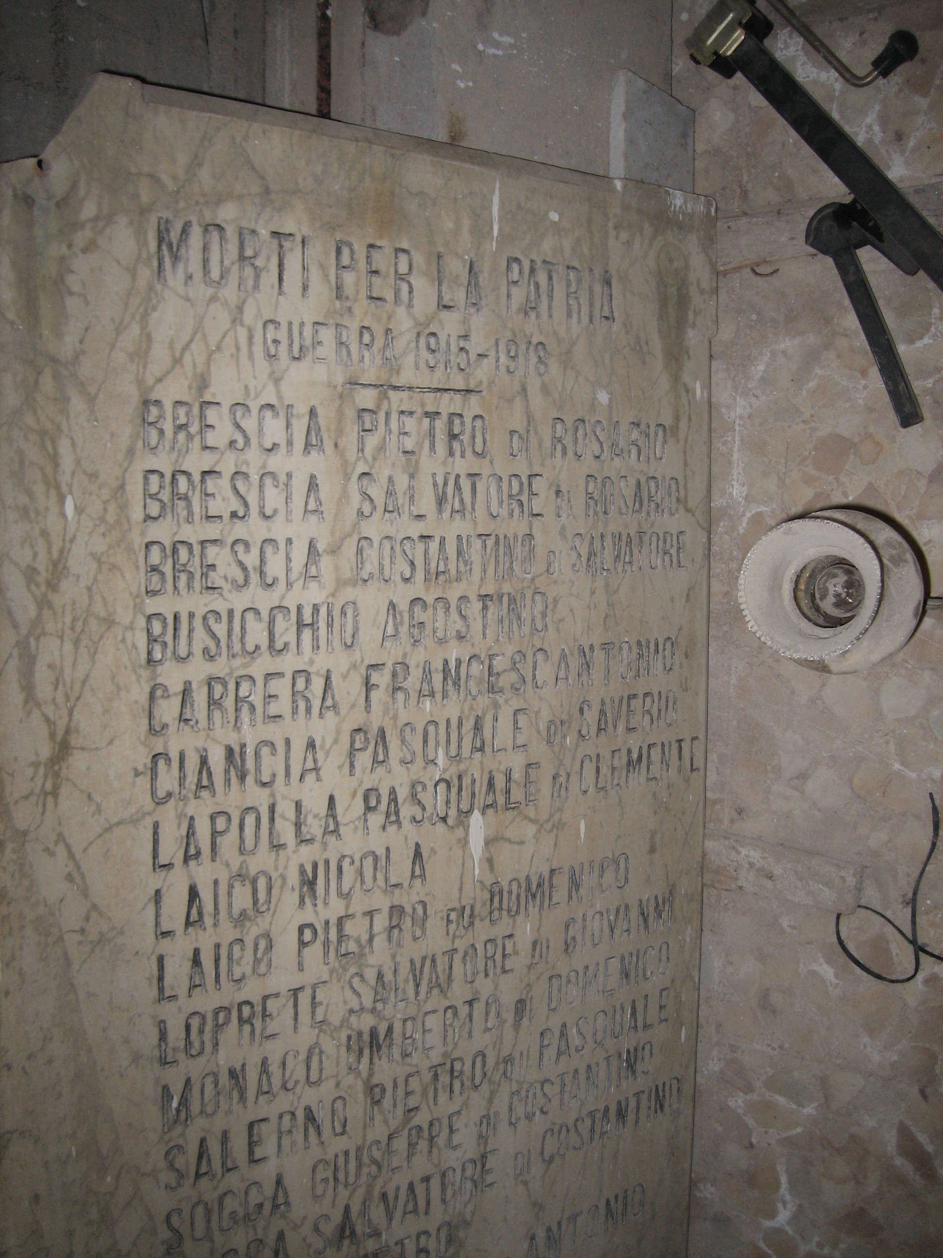 lapide commemorativa ai caduti - ambito lucano (primo quarto XX sec)