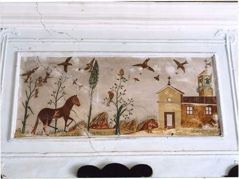 Scena campestre con chiesa (dipinto murale) - ambito lucano (XX)