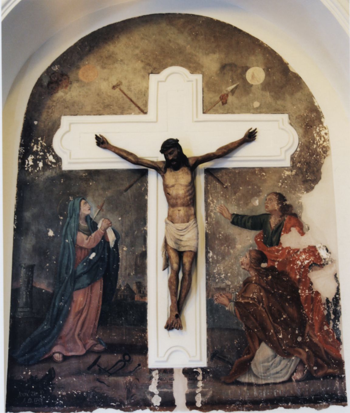 Crocifissione (dipinto - dipinto murale) di Zito Giovanni (attribuito) - ambito Italia meridionale (fine XVIII)