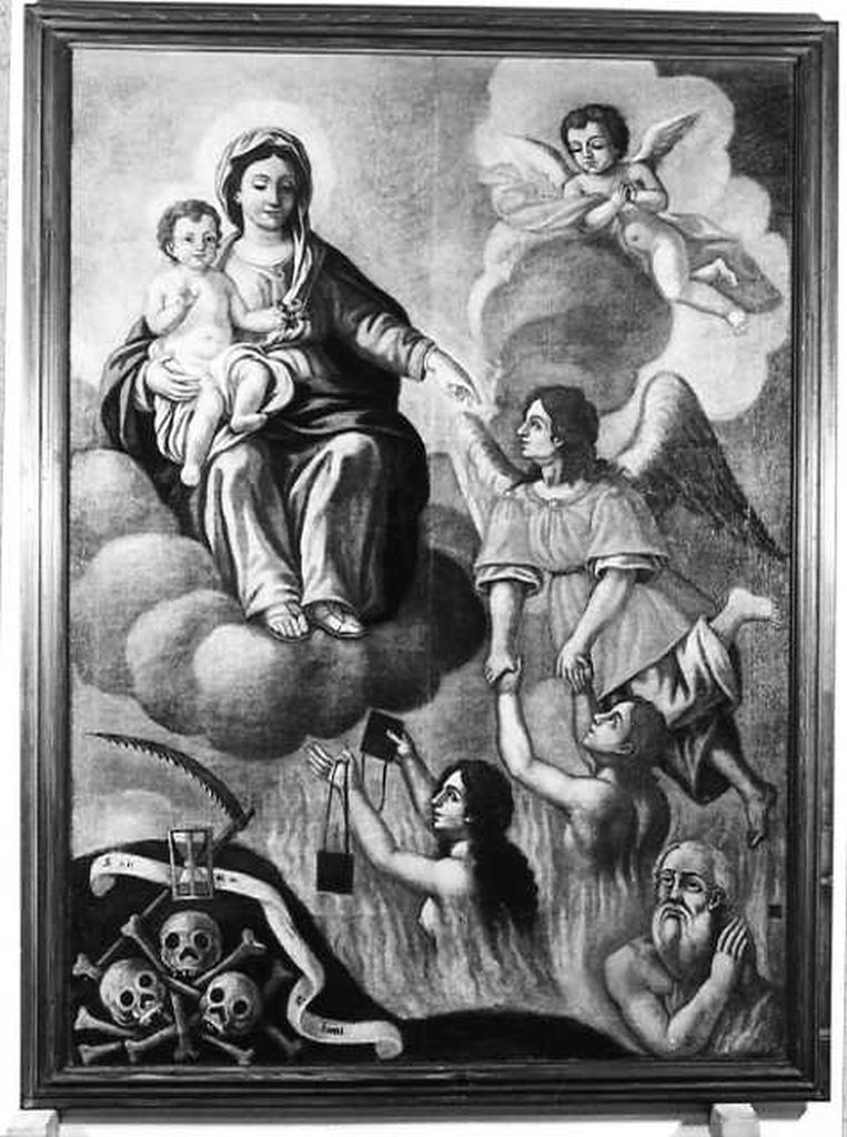 Madonna del Carmelo intercede per le anime del purgatorio (dipinto) di Le Rose Orano (secondo quarto sec. XVIII)