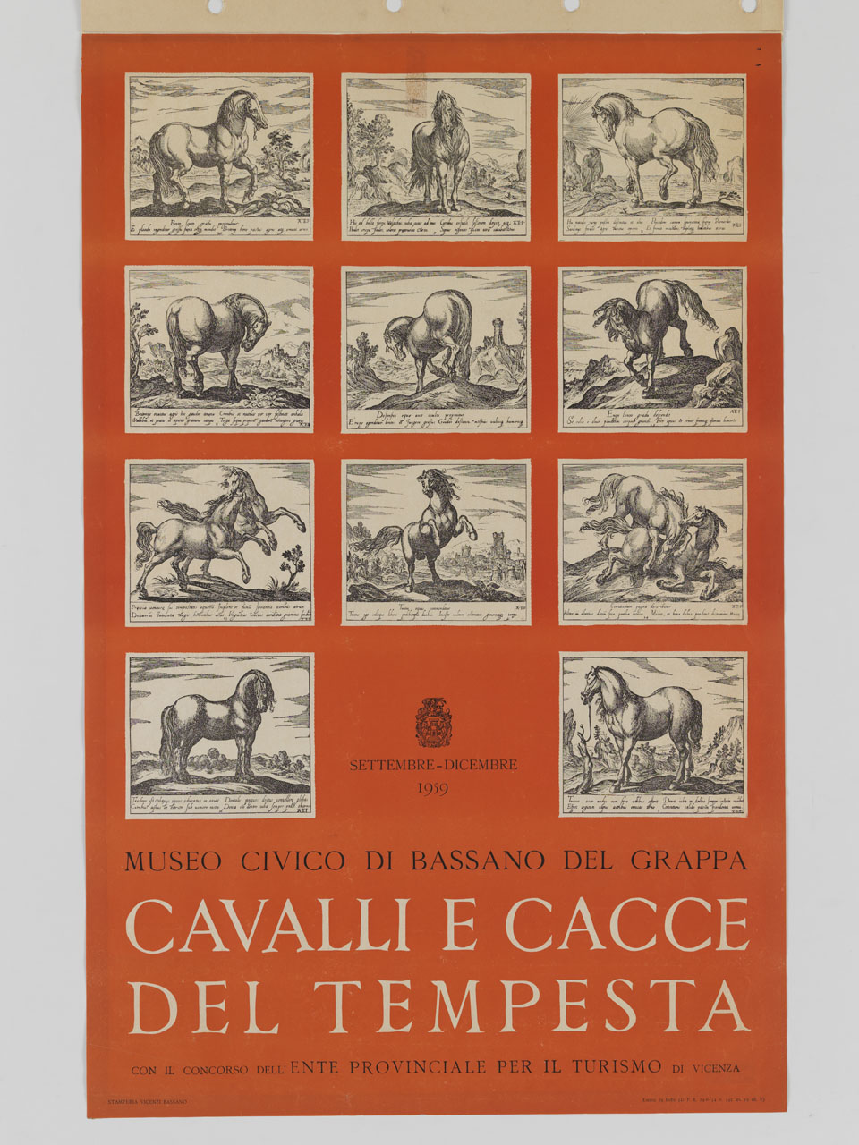 11 incisioni raffiguranti cavalli e cacce realizzate da Antonio Tempesta (manifesto) - ambito italiano (sec. XX)