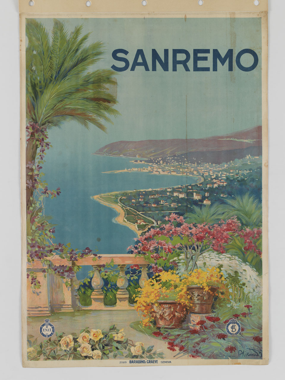 veduta del golfo della Spezia da un giardino (manifesto) di Alicandri Vincenzo (sec. XX)