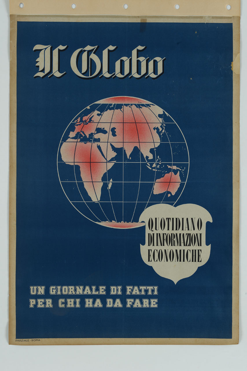 globo terrestre con stemma bianco (manifesto) - ambito italiano (sec. XX)