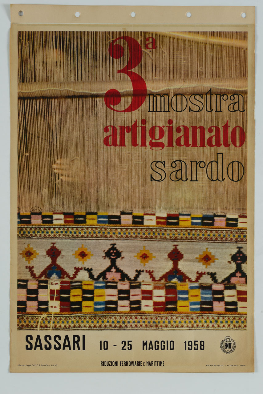 telaio con tessuto colorato (manifesto) - ambito italiano (sec. XX)