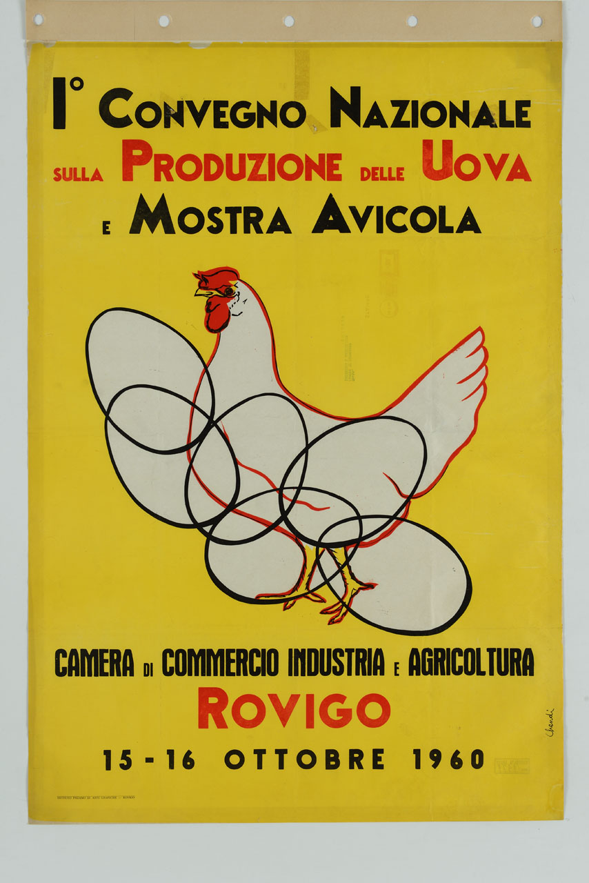 gallina con uova (manifesto) di Chendi Carlo (sec. XX)