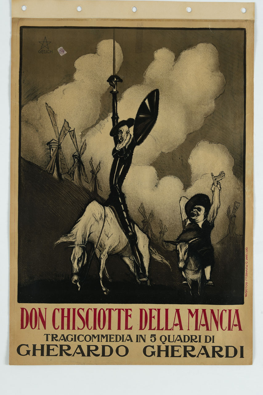 Don Chisciotte e Sancio Panza (manifesto) di Gelich - ambito italiano (sec. XX)