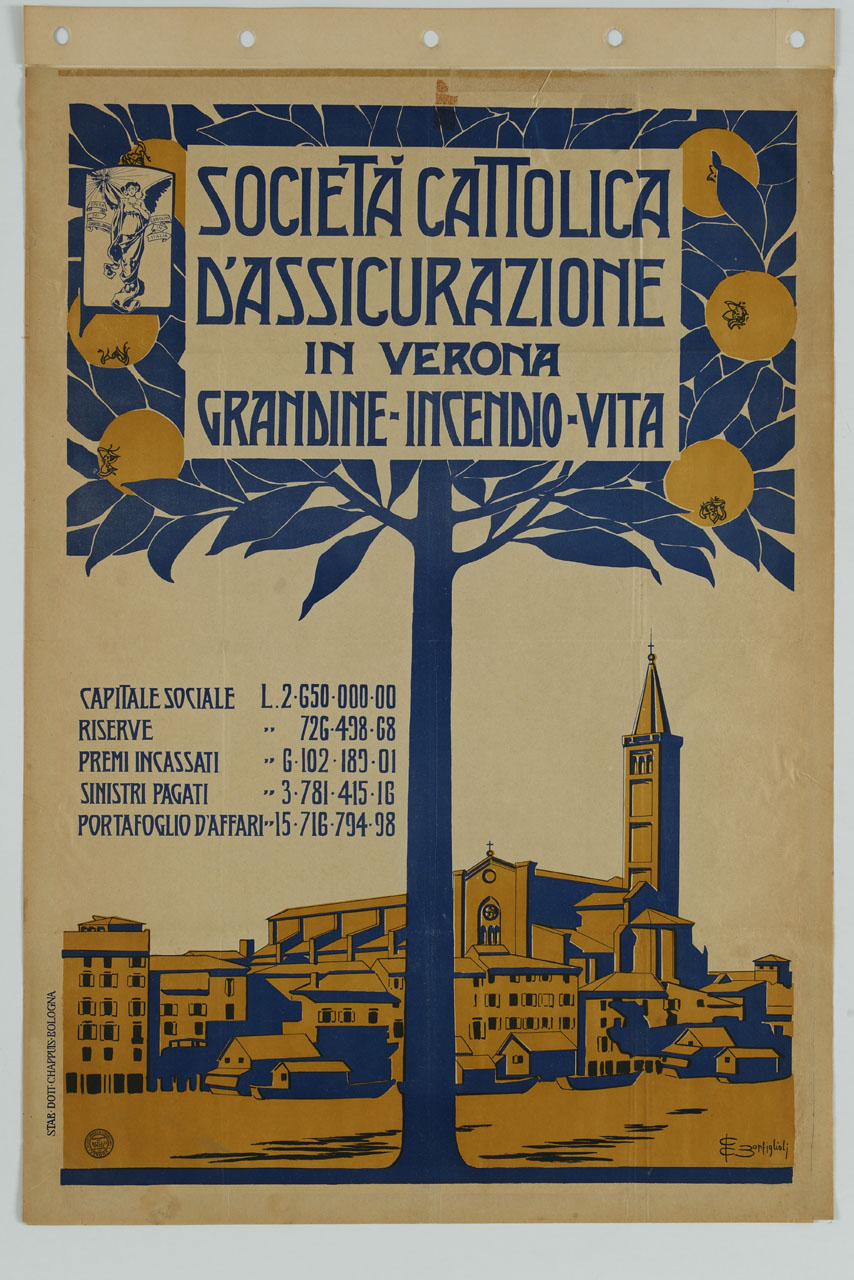 albero di melograno con Verona sullo sfondo (manifesto) di Bonfiglioli Gigi (sec. XX)