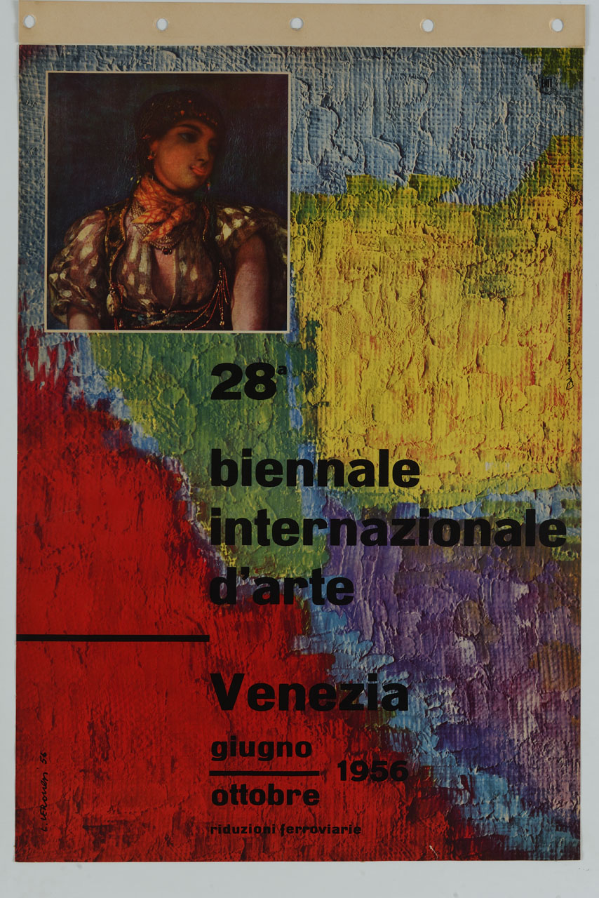 tela dipinta e particolare di una figura di odalisca di Eugène Delacroix (manifesto) di Veronesi Luigi (sec. XX)