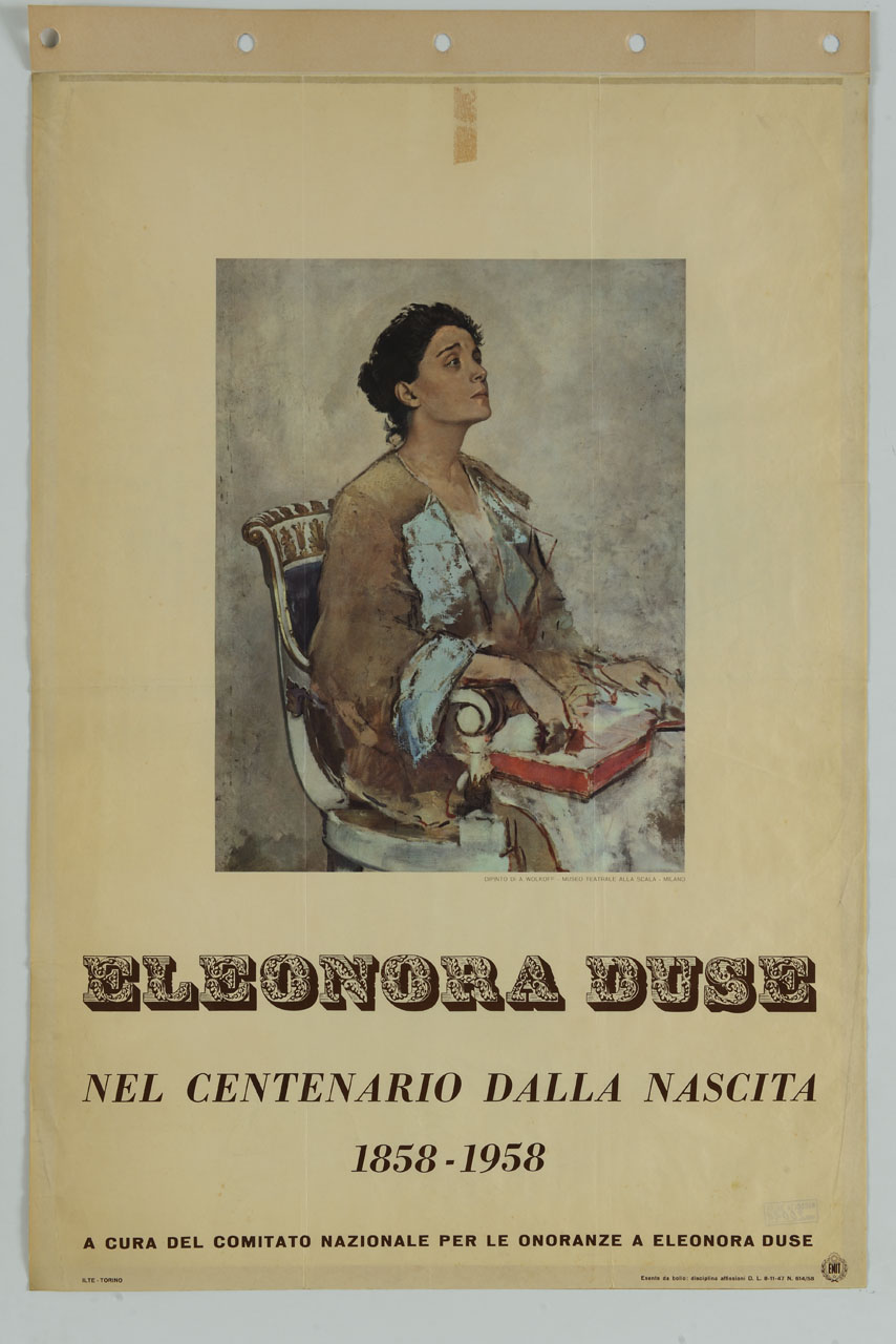 Eleonora Duse ritratta in un dipinto di Alexander Wolkoff Mouronzov (manifesto) - ambito italiano (sec. XX)