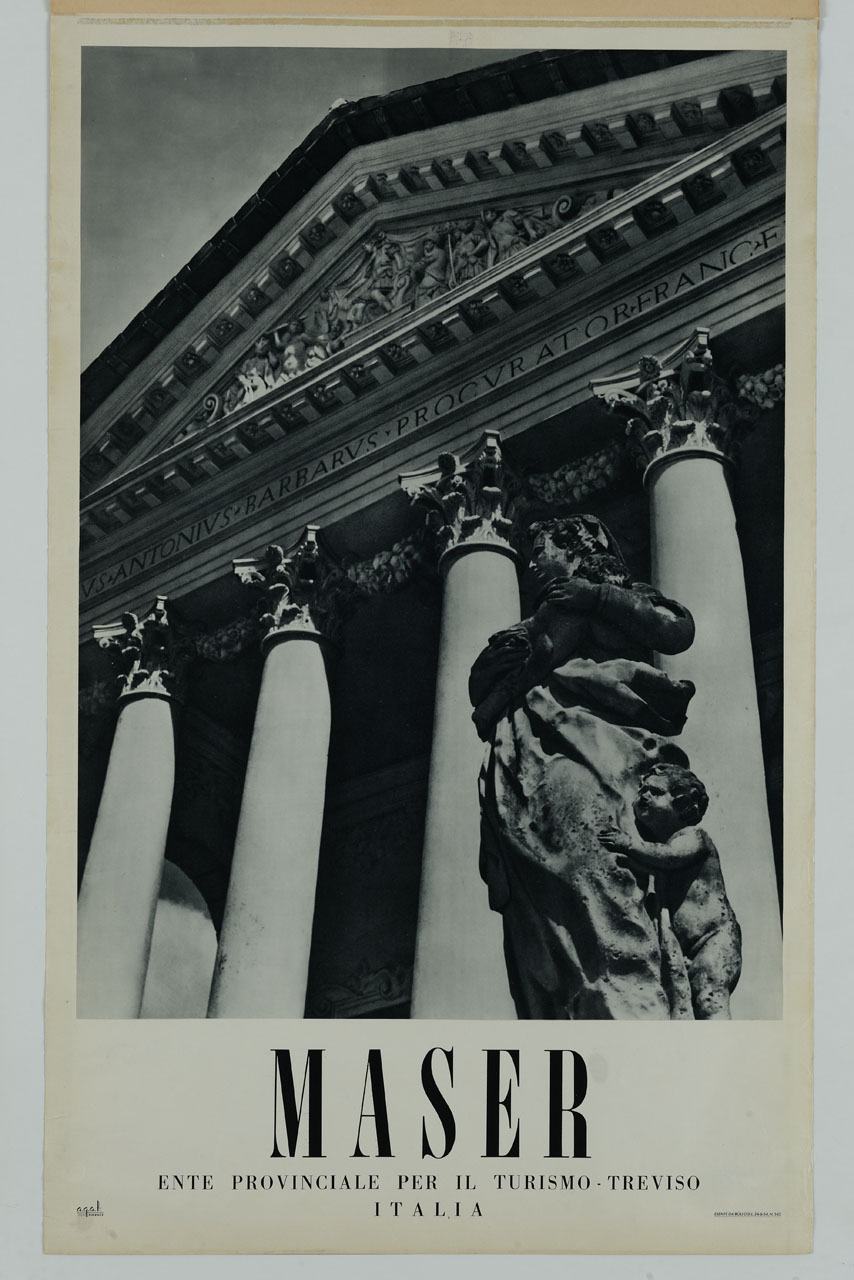 frontone e parte superiore del tempietto Barbaro con statua a Maser (manifesto) - ambito italiano (sec. XX)