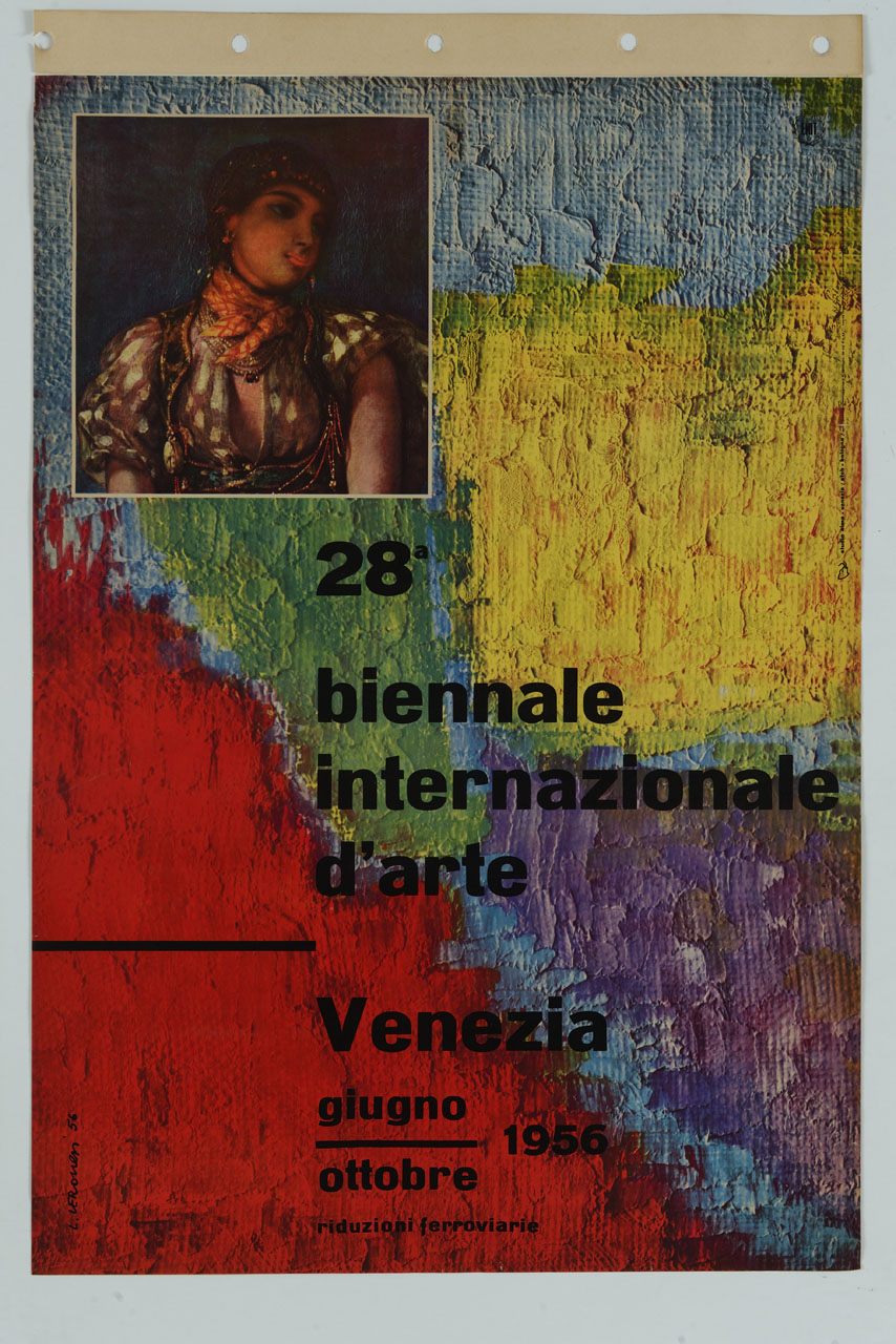 tela dipinta e particolare di una figura di odalisca di Eugène Delacroix (manifesto) di Veronesi Luigi (sec. XX)