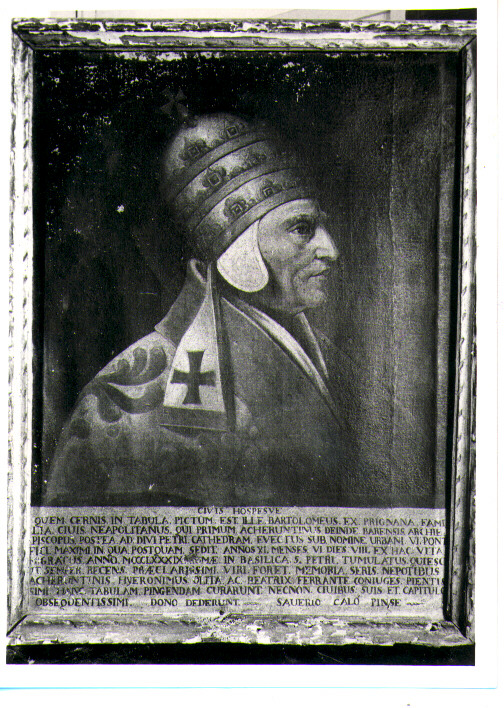 ritratto di Bartolomeo Prignano, Arcivescovo di Acerenza, ritratto di ecclesiastico (dipinto) di Calò Saverio (sec. XIX)
