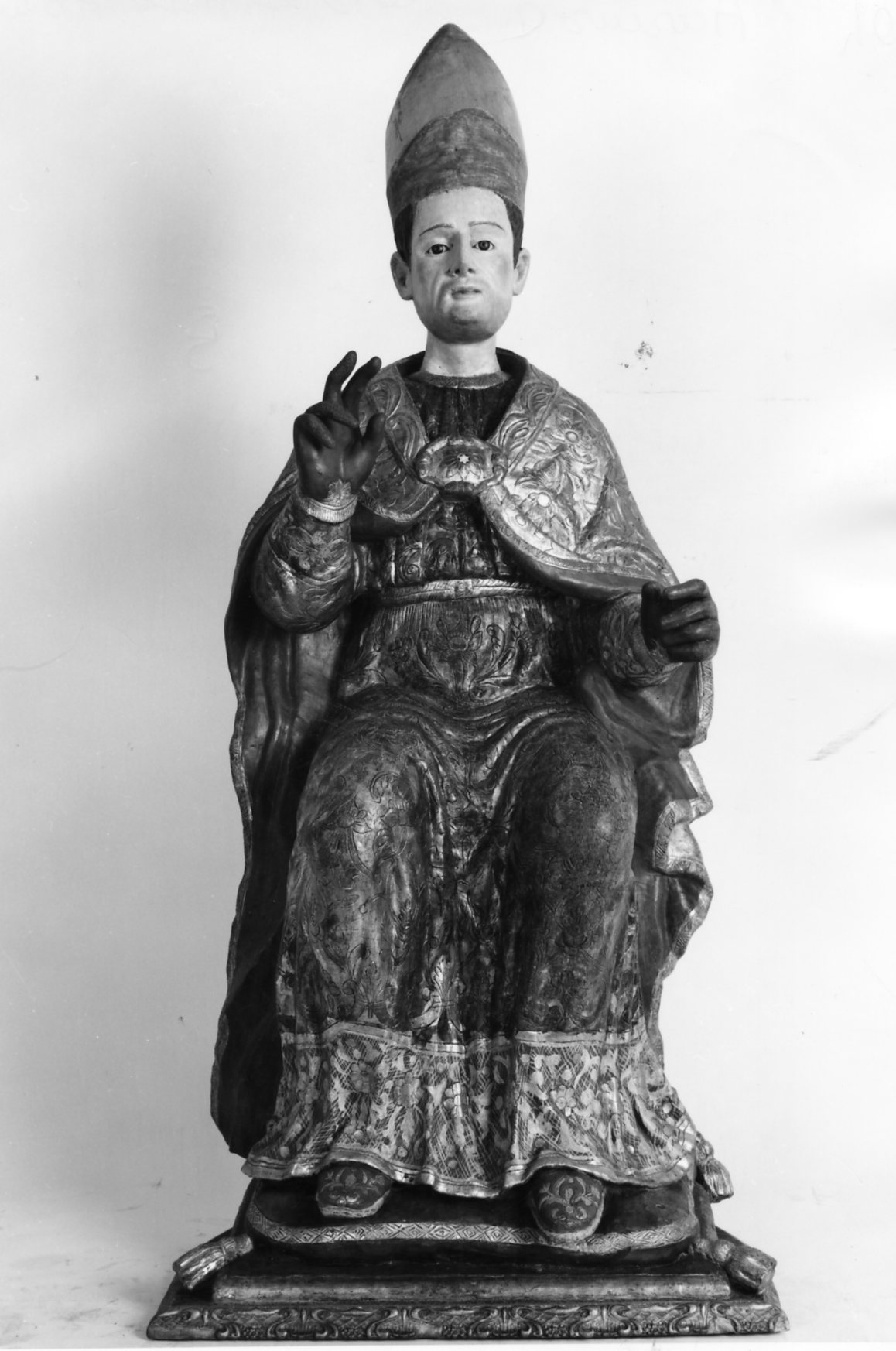 San Canio Vescovo in trono, Santo (scultura) - bottega lucana (prima metà sec. XVII)