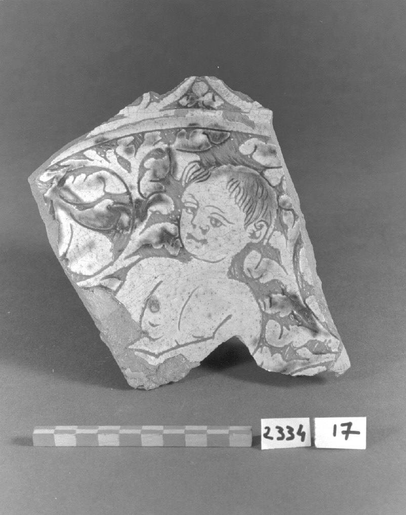 giovane nudo (piatto, frammento) - produzione veneziana (secc. XV/ XVI)