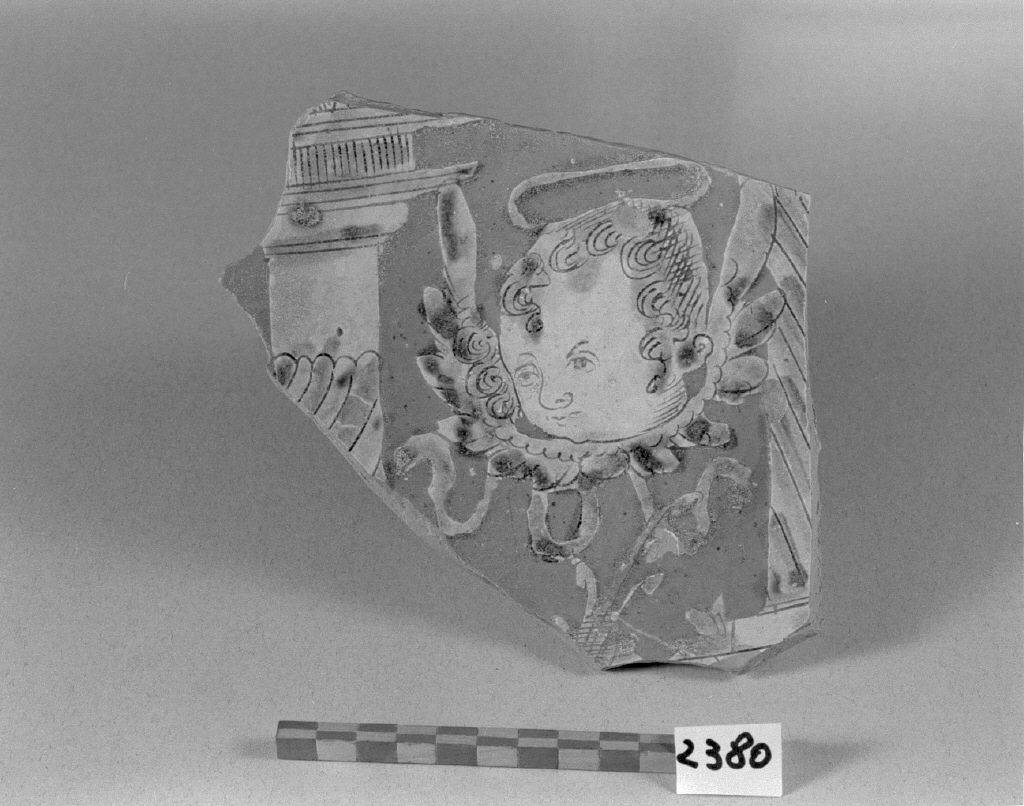 cherubino (piatto, frammento) - produzione veneziana (sec. XVI)