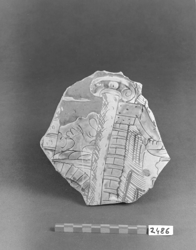 paesaggio con architetture (catino, frammento) - produzione veneziana (seconda metà sec. XVI)