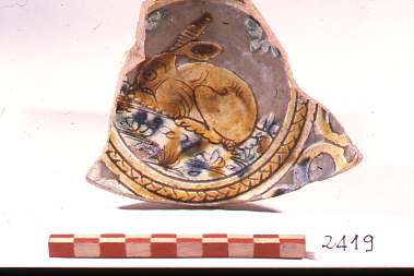 animali (piattino, frammento) - produzione veneziana (seconda metà sec. XVI)