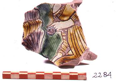 figura femminile (piatto, frammento) - produzione veneziana (seconda metà sec. XV)