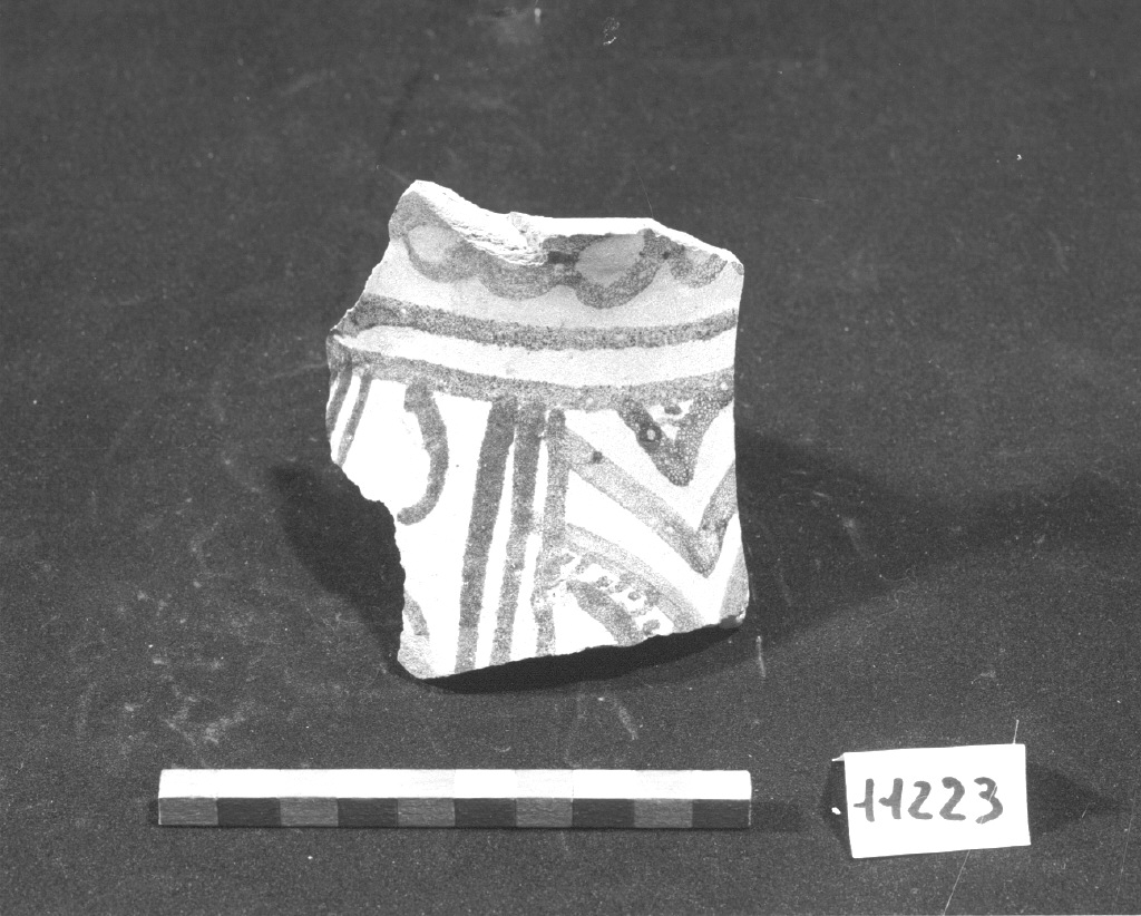 motivo decorativo (boccale, frammento) - produzione veneziana (sec. XIV)