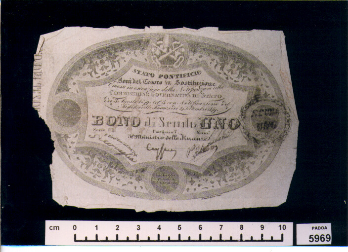 BUONO DEL TESORO DI SCUDO 1 (SEC. XIX D.C)