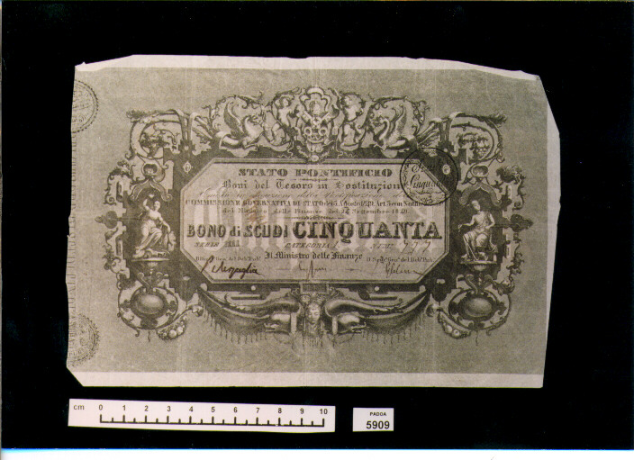 BUONO DEL TESORO DI SCUDI 50 (SEC. XIX D.C)