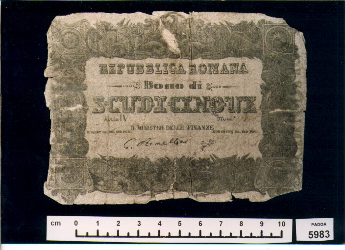 BUONO DI SCUDI 5 (SEC. XIX D.C)