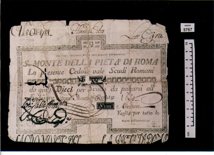 CEDOLA DA SCUDI ROMANI 9 (SEC. XVIII D.C)