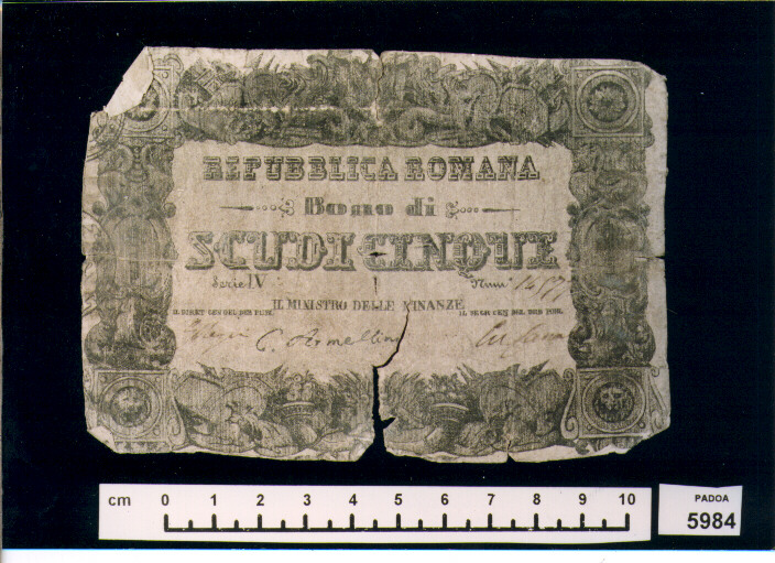 BUONO DI SCUDI 5 (SEC. XIX D.C)